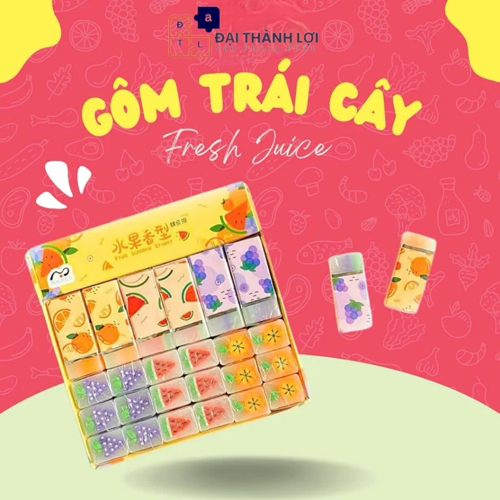 Gôm Bút Chì-Tẩy Bút Chì Majica MQ 629 Thỏi Thạch Trái Cây Dễ Thương, Mùi Thơm, Loại Dày, Tẩy Sạch
