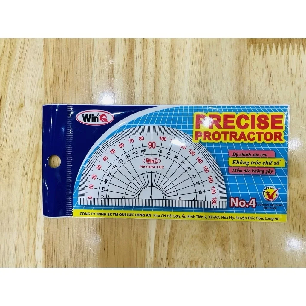 Thước Đo Độ Đo Góc LOẠI LỚN Nhựa Dẻo Win Q / WinQ Qui Lực No04 / No4, Không Bị Mờ Số, Bong Tróc
