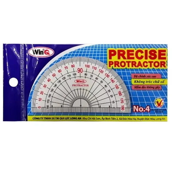 Thước Đo Độ Đo Góc LOẠI LỚN Nhựa Dẻo Win Q / WinQ Qui Lực No04 / No4, Không Bị Mờ Số, Bong Tróc