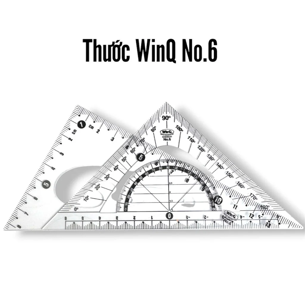 Bộ Thước Vẽ Kỹ Thuật WinQ No.6 Nhựa Dẻo LOẠI LỚN Không Bị mờ số LỚN