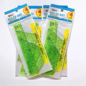 Bộ Thước Bộ Dẻo Vẽ Kỹ Thuật Bộ 4 Món WinQ T-140 Không Bị Mờ Số, Bong Tróc - Hàng Chính Hãng