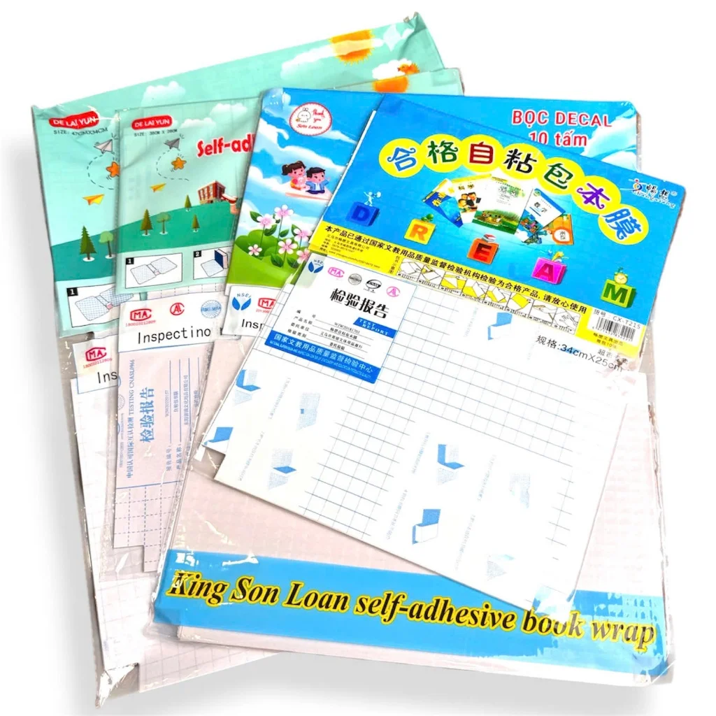 50/100 Tờ Decal Dán Bọc Tập Sách – Loại Tốt, Chống Thấm Nước, Chống Rách