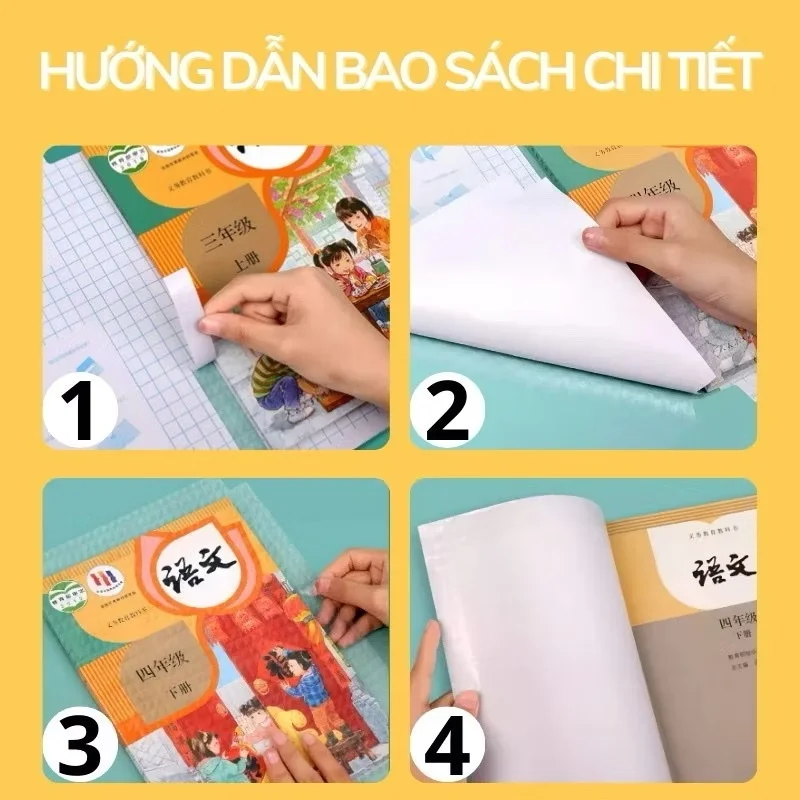50/100 Tờ Decal Dán Bọc Tập Sách – Loại Tốt, Chống Thấm Nước, Chống Rách