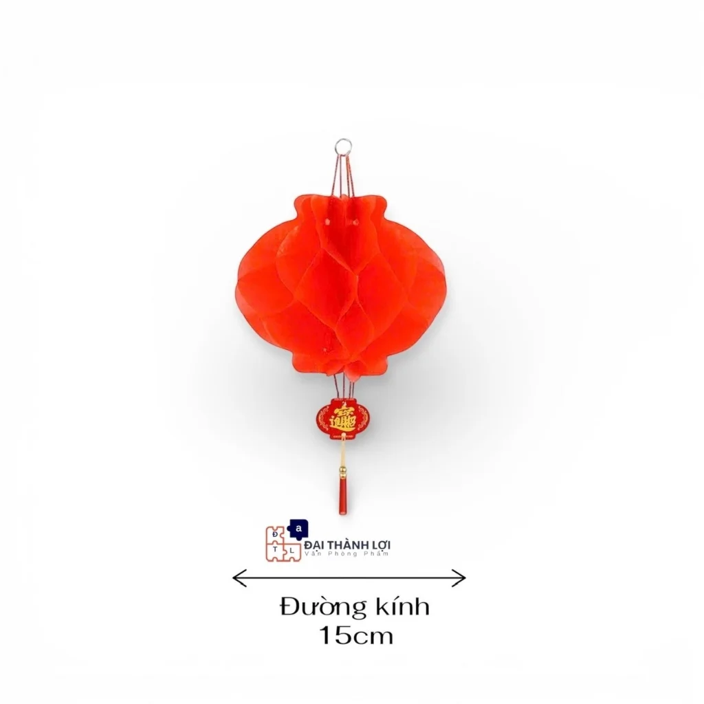 Quả đèn lồng đỏ nilon nhiều kích thước, Lồng đèn tổ ong mini trang trí Tết, Đèn lồng chống nước