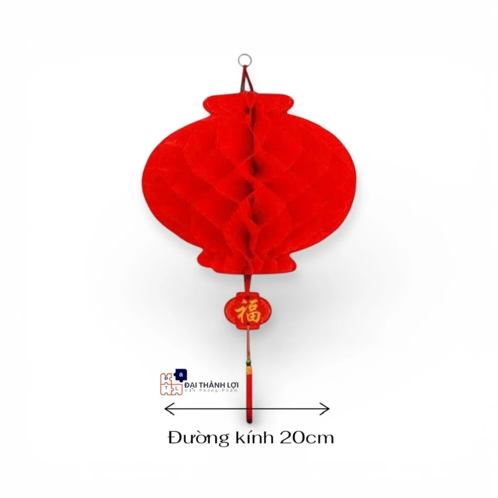 Quả đèn lồng đỏ nilon nhiều kích thước, Lồng đèn tổ ong mini trang trí Tết, Đèn lồng chống nước