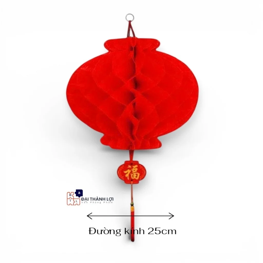 Quả đèn lồng đỏ nilon nhiều kích thước, Lồng đèn tổ ong mini trang trí Tết, Đèn lồng chống nước