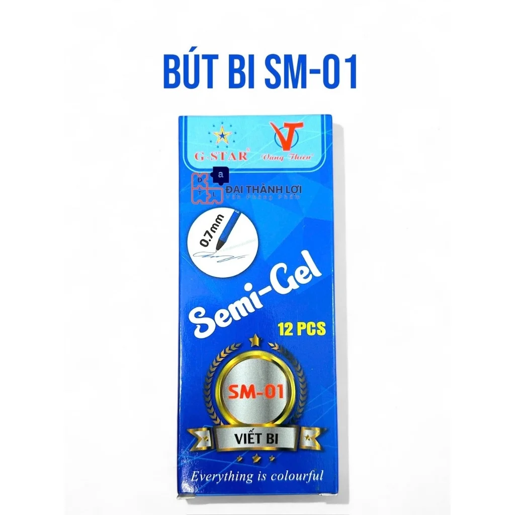 Bút bi bấm mực Đen SEMI-GEL SM-01 0,7mm mực dầu viết được trên mọi bề mặt
