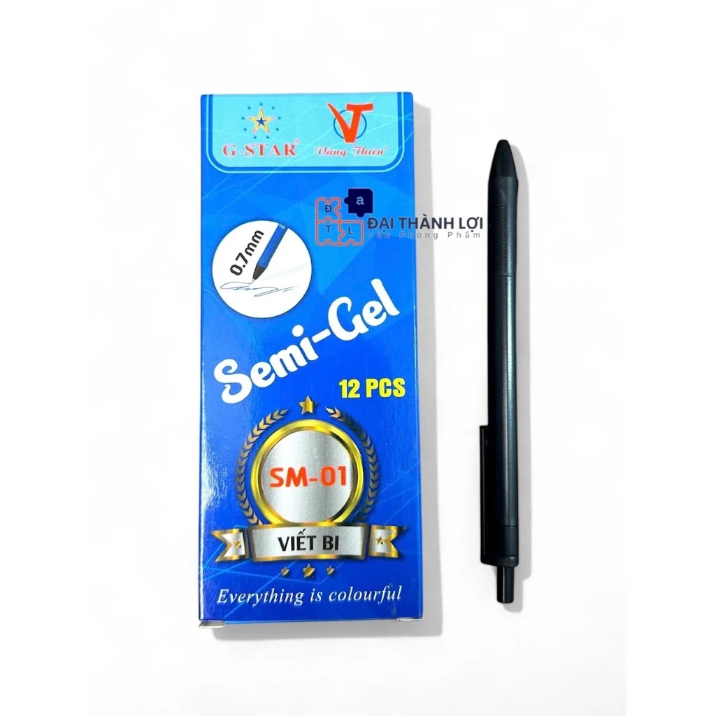 Bút bi bấm mực Đen SEMI-GEL SM-01 0,7mm mực dầu viết được trên mọi bề mặt