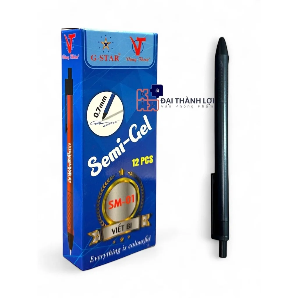 Bút bi bấm mực Đen SEMI-GEL SM-01 0,7mm mực dầu viết được trên mọi bề mặt
