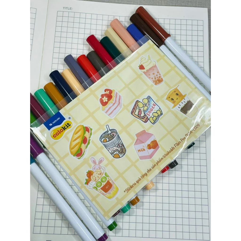 Bút lông màu Fiber Pen 20 màu Retro Thiên Long Colokit rửa được ngòi chóp viết nét thanh nét đậm SWM-C009