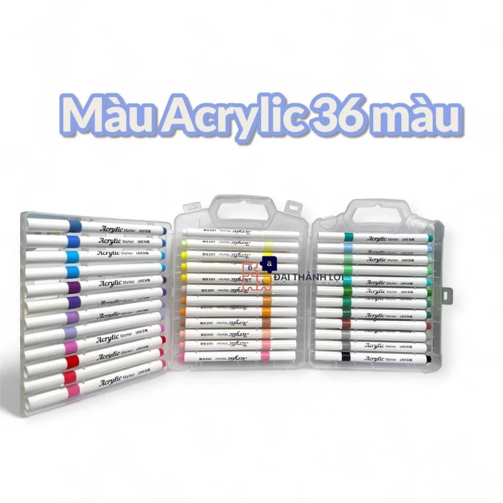 Hộp Bút 36/48 Màu Acrylic Marke Cao Cấp Chống Nước , Màu Sắc Tươi Sáng - Bút Lông Màu Vẽ Trên Mọi Chất Liệu