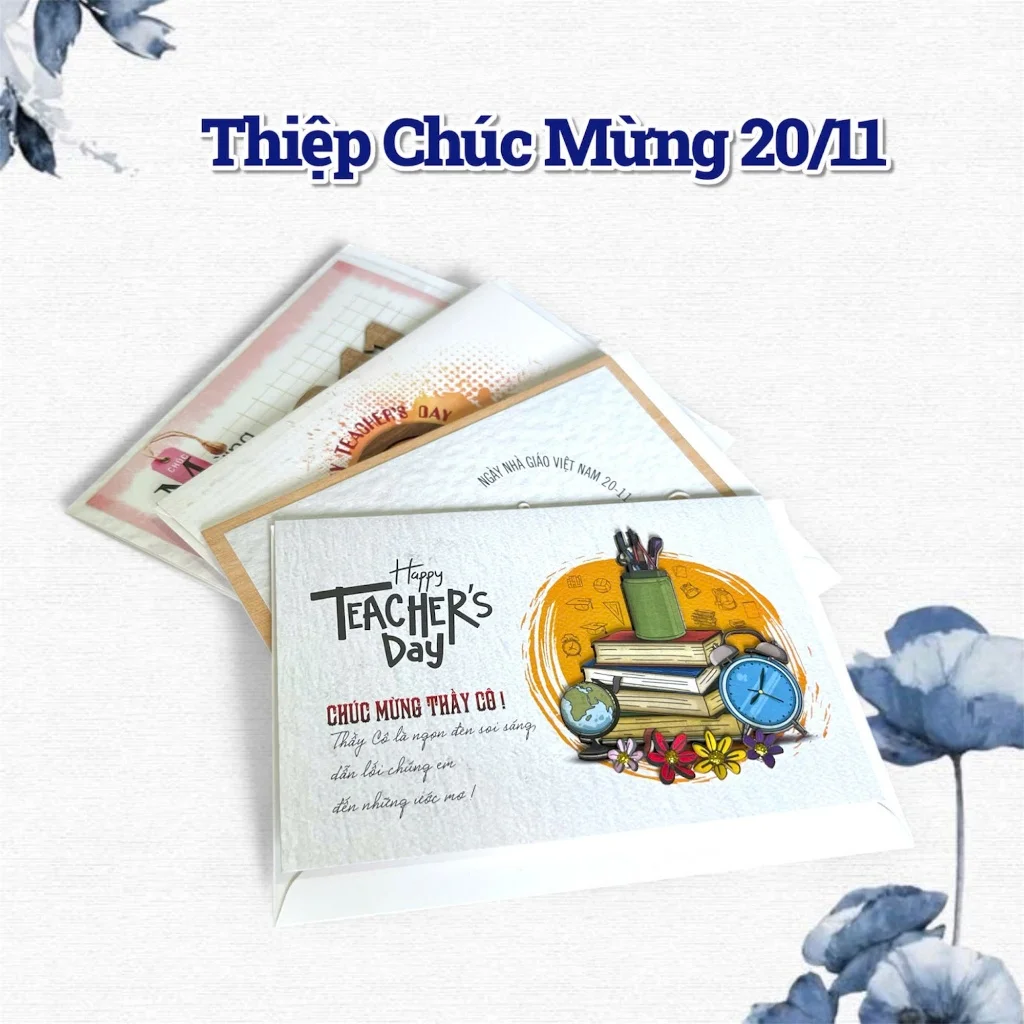Thiệp Thủ Công 20 Tháng 11 Chúc Mừng Ngày Nhà Giáo Việt Nam, Thiệp 1 Mặt Chữ Nổi 3D Trang Trí