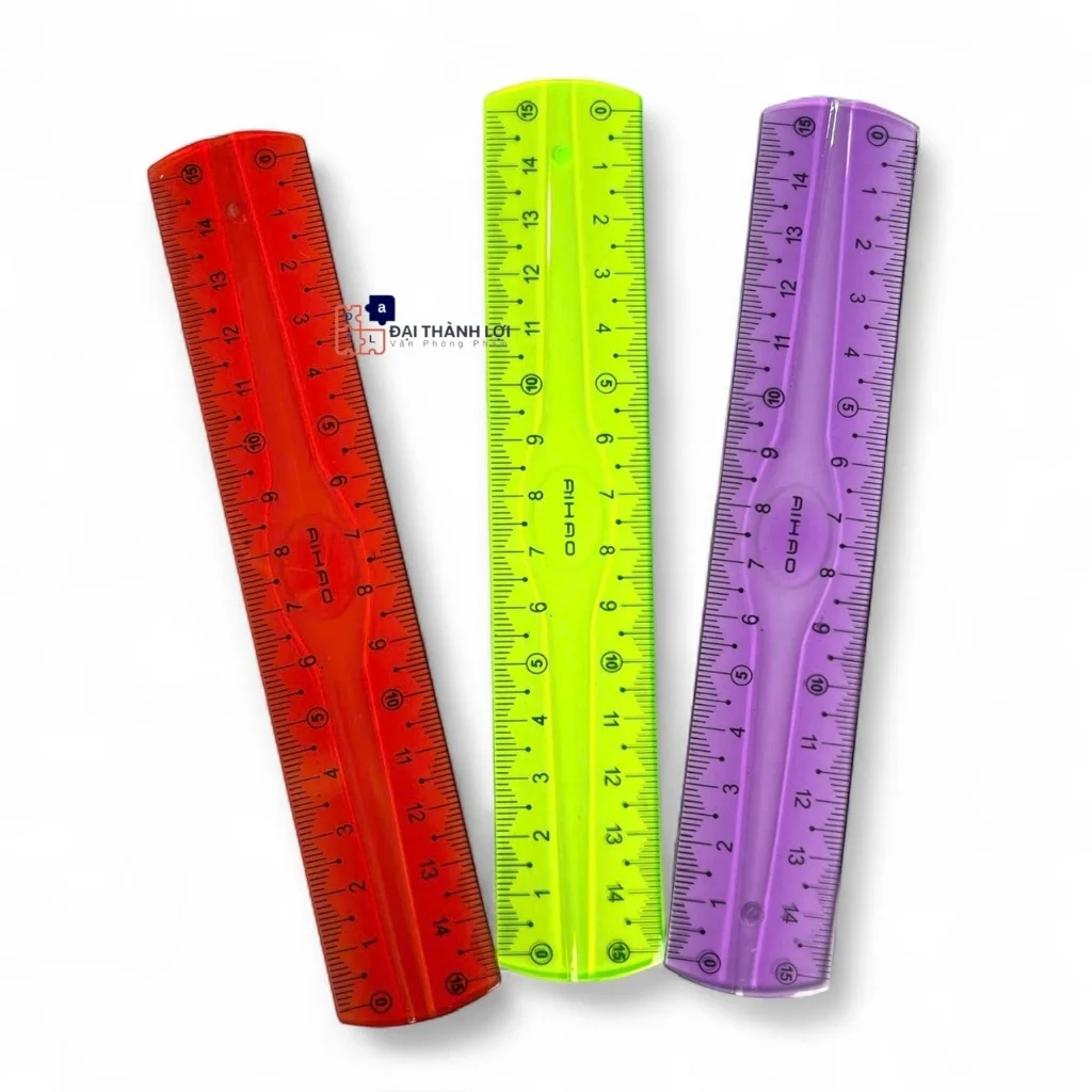 Thước Dẻo Bộ 4 Món 15CM (Thước thẳng, đo độ, eke, tam giác cân) túi nhựa nút tiện lợi Aihao, Chính Hãng(Màu Ngẫu Nhiên)