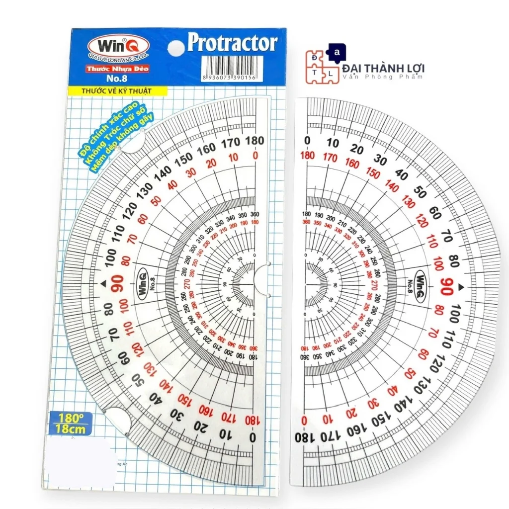 Thước Nhựa Dẻo Vẽ Kỹ Thuật 180 Độ WinQ No.8