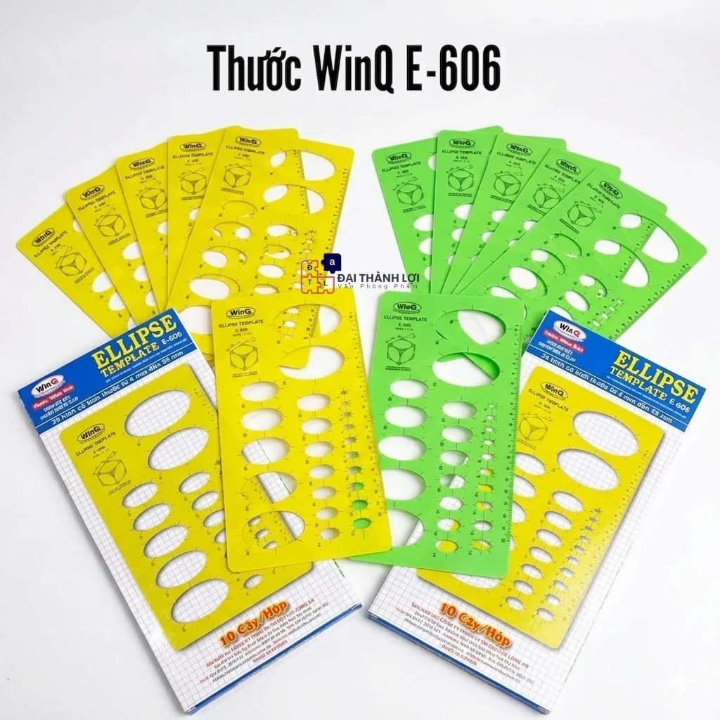 Thước Vẽ Hình Elip / Thước Lỗ Kỹ Thuật Hình Học Nhựa Dẻo WinQ Qui Lực E 606 Vẽ Hình Elip Kích Cỡ Từ 4mm đến 55mm