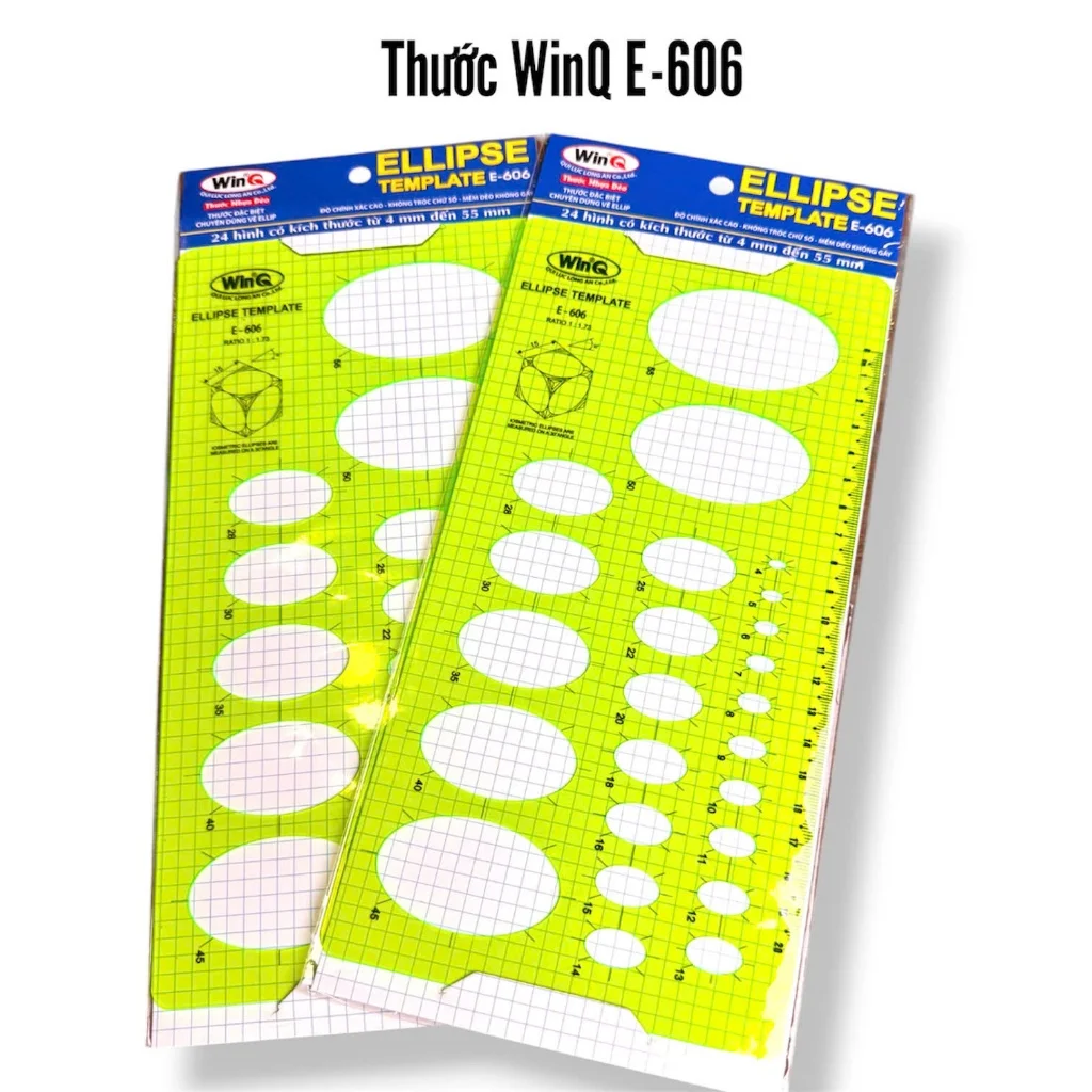 Thước Vẽ Hình Elip / Thước Lỗ Kỹ Thuật Hình Học Nhựa Dẻo WinQ Qui Lực E 606 Vẽ Hình Elip Kích Cỡ Từ 4mm đến 55mm