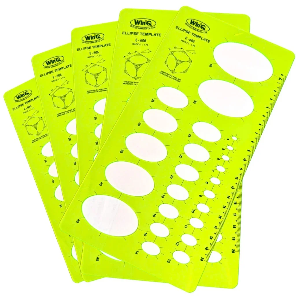 Thước Vẽ Hình Elip / Thước Lỗ Kỹ Thuật Hình Học Nhựa Dẻo WinQ Qui Lực E 606 Vẽ Hình Elip Kích Cỡ Từ 4mm đến 55mm