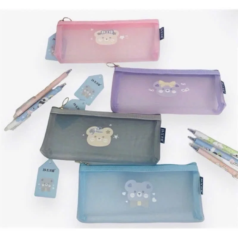 Túi Đựng Bút / Đựng Đồ Trang Điểm Bằng Lưới Nylon Trong Suốt Sức Chứa Lớn Tiện Dụng Cho Học Sinh Sinh Viên Nhiều Mẫu