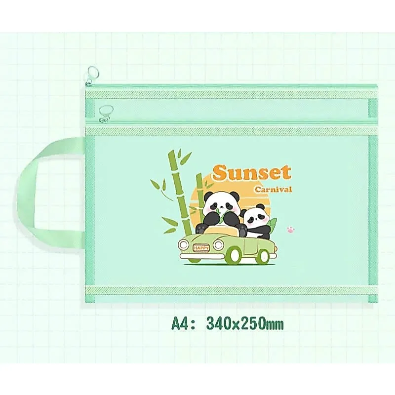 Túi lưới 2 Ngăn, Túi lưu trữ lưới A4 Túi đựng hồ sơ hai lớp dung lượng lớn nhiều màu dễ thương