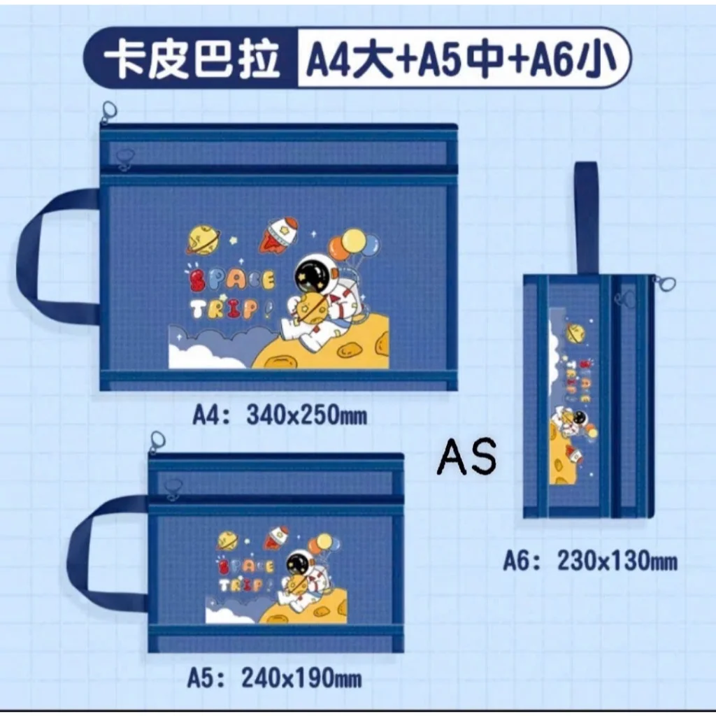 Túi Lưới , Túi lưu trữ lưới 2 Ngăn A4 / A5 / A6, Túi đựng hồ sơ hai lớp dung lượng lớn nhiều hình dễ thương