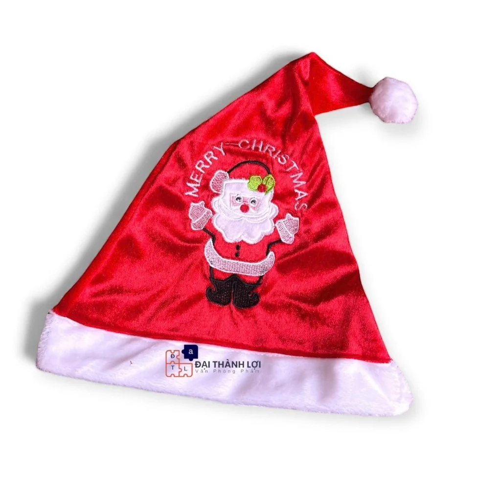 Mũ ông già Noel , nón Noel màu đỏ chất liệu Nhung phù kiện tóc trang trí Giáng Sinh