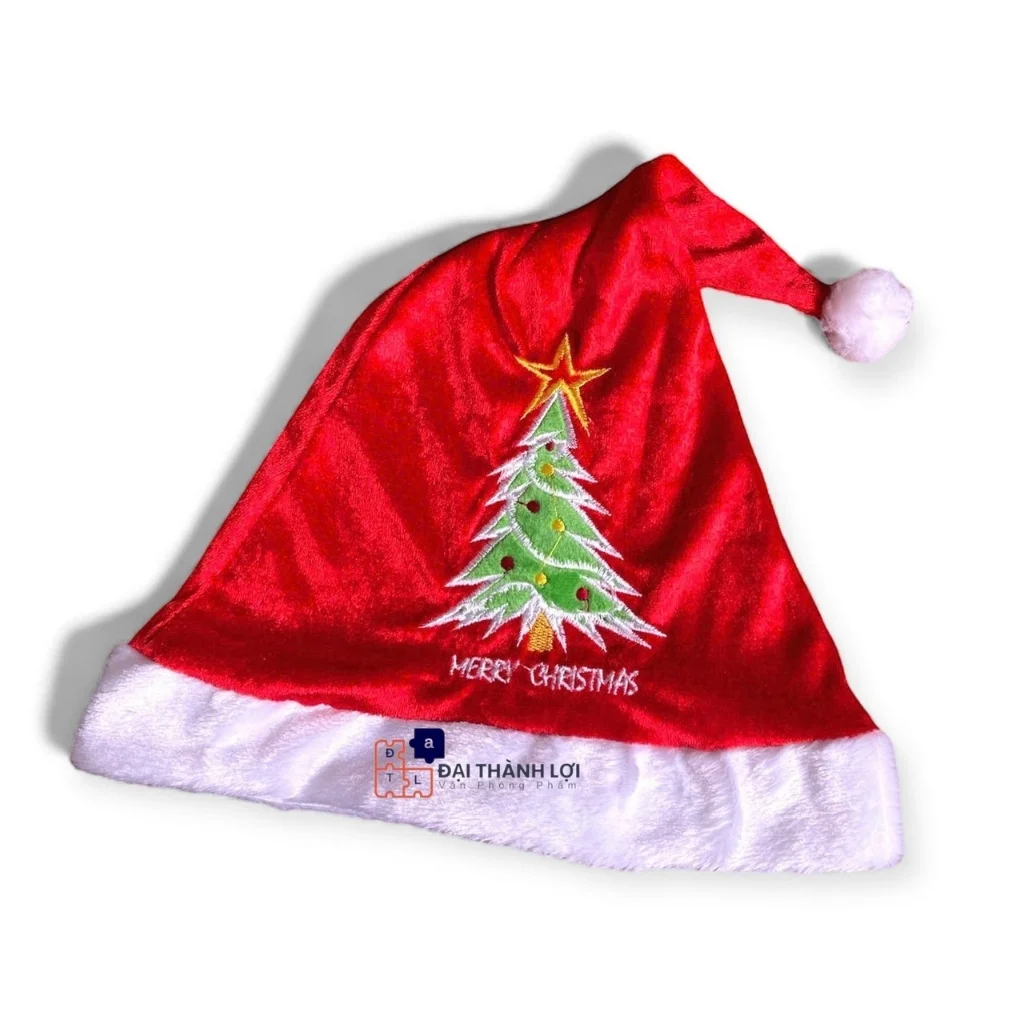 Mũ ông già Noel , nón Noel màu đỏ chất liệu Nhung phù kiện tóc trang trí Giáng Sinh