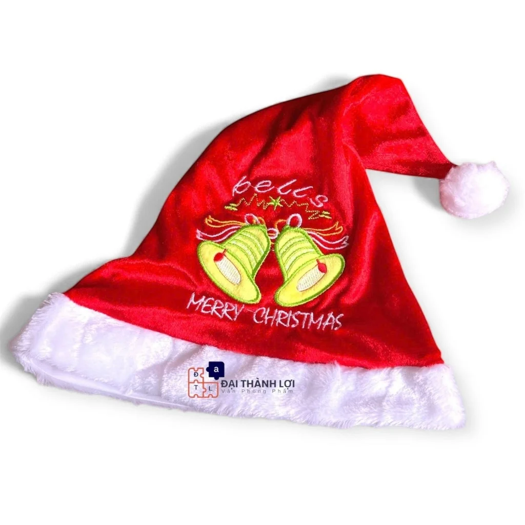 Mũ ông già Noel , nón Noel màu đỏ chất liệu Nhung phù kiện tóc trang trí Giáng Sinh