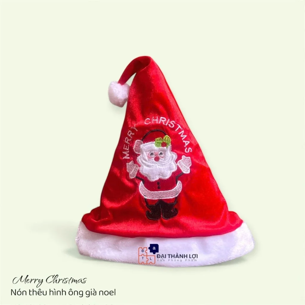 Mũ ông già Noel , nón Noel màu đỏ chất liệu Nhung phù kiện tóc trang trí Giáng Sinh