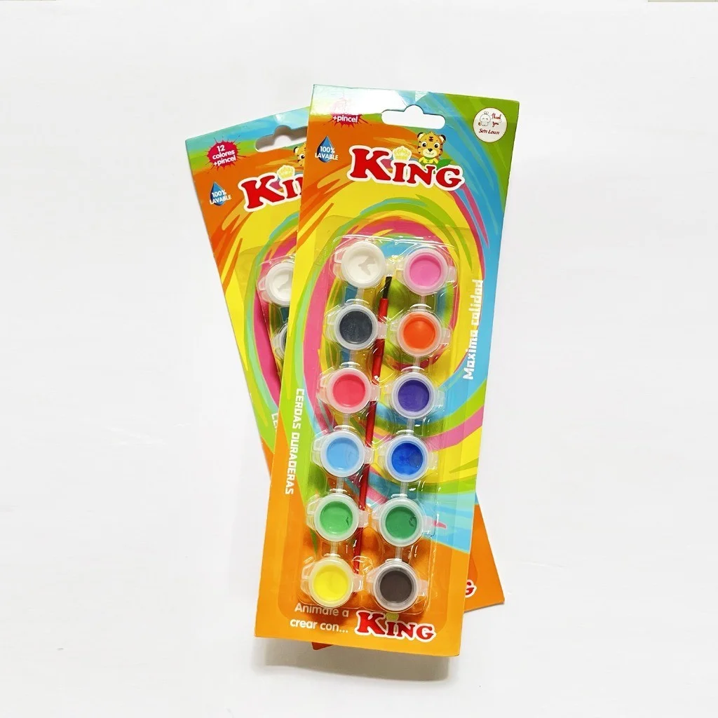 Vĩ 12 Màu Nước / Màu Vẽ Nước King 1235 Kèm Cọ Vẽ dùng để tô tượng, tô màu, sáng bóng