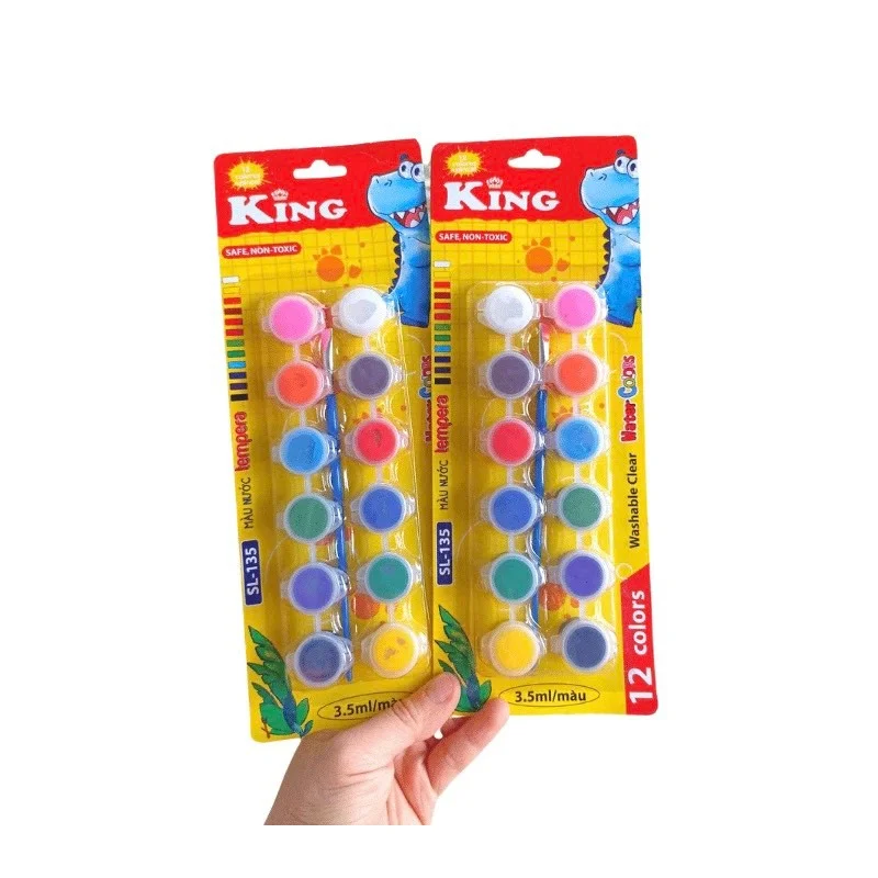Vĩ 12 Màu Nước / Màu Vẽ Nước King 1235 Kèm Cọ Vẽ dùng để tô tượng, tô màu, sáng bóng