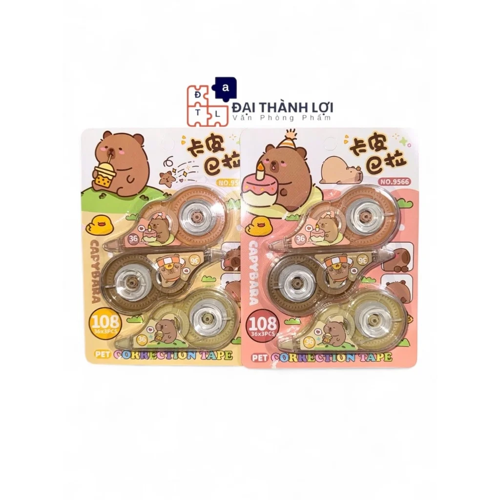 Bút Xoá Kéo Capybara , Bút Xoá Nước, Băng Xoá Giấy Cho Học Sinh Sinh Viên Mẫu Dễ Thương