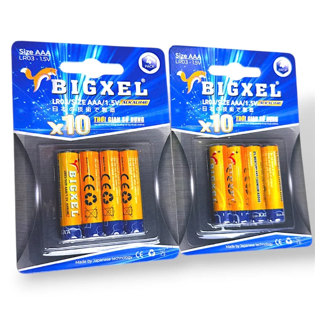 Pin tiểu Alkaline AA - AAA Bigxel Max, Pin 2A/ 3A An toàn không thuỷ ngân Chống chảy nước/ Rỉ sét - Chính Hãng