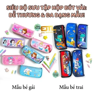 Ví Đựng Bút Vải / Túi Bút Vải / Hộp Bút Vải / Ví Bút Vải 2 Ngăn Học Sinh Nhiều Hình Công Chúa,Siêu Nhân