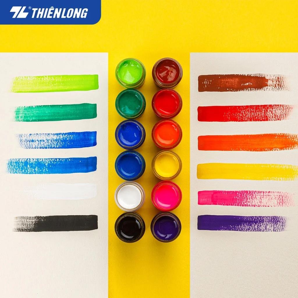 WACO-05 Bộ màu nước 15ml Thiên Long Colokit 12 màu chuyên dụng - Màu tươi sáng, an toàn sử dụng, dễ dàng pha màu WACO-05
