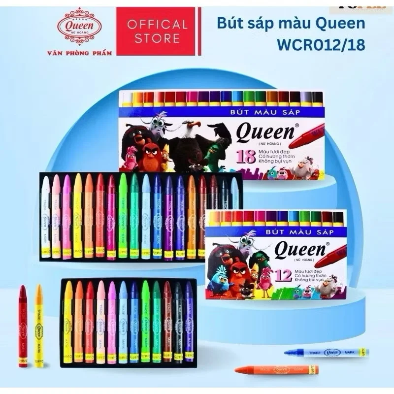 Bút Sáp/ Sáp Màu 12 Màu Queen (Nữ Hoàng) Hàng Chính Hãng WCR-012Có Hương Thơm, Màu Sáng, Tô Đẹp