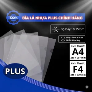 Bìa Lá A4/F4 Chính Hãng Plus, Bìa Nhựa Trong Suốt Độ Dày 0.15mm, Nhựa PP An Toàn