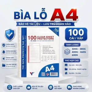 Bìa lỗ (File lỗ) với mép viền bìa nhựa 11 lỗ trong suốt, ép chắc chắn, cực dai đựng nhiều tờ giấy A4