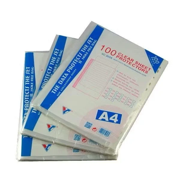 Bìa lỗ (File lỗ) với mép viền bìa nhựa 11 lỗ trong suốt, ép chắc chắn, cực dai đựng nhiều tờ giấy A4