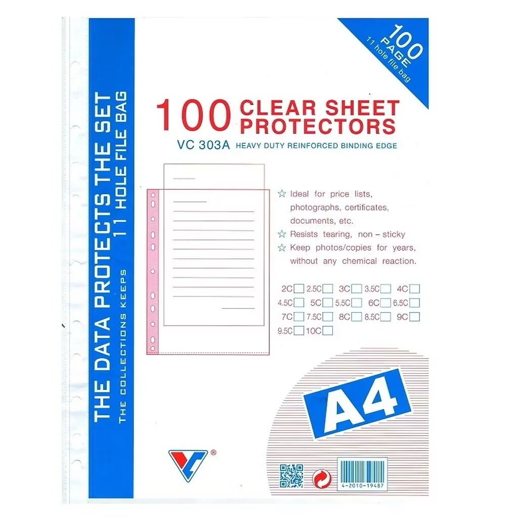 Bìa lỗ (File lỗ) với mép viền bìa nhựa 11 lỗ trong suốt, ép chắc chắn, cực dai đựng nhiều tờ giấy A4
