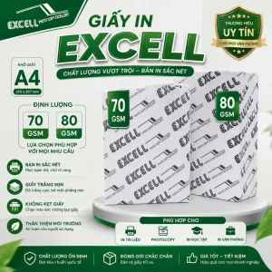 Giấy in, Giấy Photo văn phòng Giấy A4 Excel 70gsm/80gsm trắng (500 Tờ) Một Ream