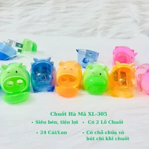 Đồ Chuốt Bút Viết Chì/Đồ Gọt Bút Viết Chì 2 Lỗ Chuốt Hình Con Bò/Hà Mã/Heo/Trâu XL 305 có đồ đựng vỏ chì
