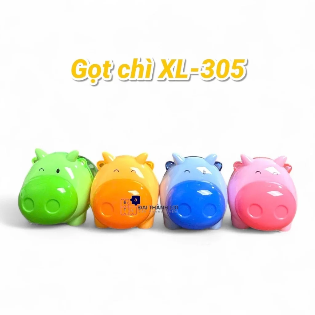 Đồ Chuốt Bút Viết Chì/Đồ Gọt Bút Viết Chì 2 Lỗ Chuốt Hình Con Bò/Hà Mã/Heo/Trâu XL 305 có đồ đựng vỏ chì