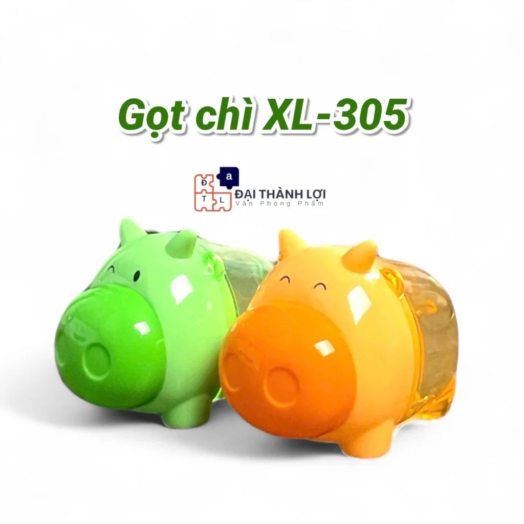 Đồ Chuốt Bút Viết Chì/Đồ Gọt Bút Viết Chì 2 Lỗ Chuốt Hình Con Bò/Hà Mã/Heo/Trâu XL 305 có đồ đựng vỏ chì