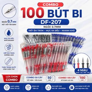 COMBO 50/100 Cây Bút Bi - Viết Bi Đầu Bấm Mực Khô Aihao/ĐTL 207 Ngòi 0.7mm, Viết Êm, Mực Đều (Mực Xanh, Đỏ, Đen)