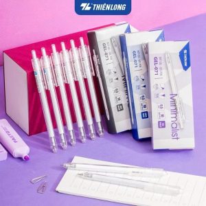 Combo 10/20 Bút gel bi Minimalist Thiên Long ngòi bút cao cấp 0.5mm, mực xanh/đen/tím, nét viết êm mượt Gel-071