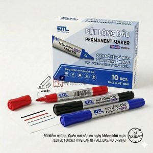 Hộp 10 Cây Bút lông dầu 2 Đầu Bút ĐTL PM-09 mực đạt tiêu chuẩn bám dính tốt trên nhiều vật liệu